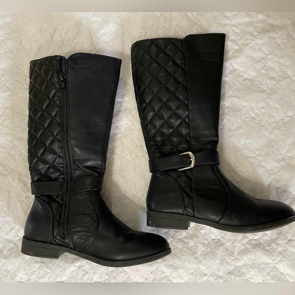 Girls Tall Knee High Black Boots Size 3